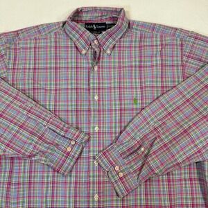Ralph Lauren Shirt Men XL‎ Classic Fit Plaid Long Sleeve Button Up VTG